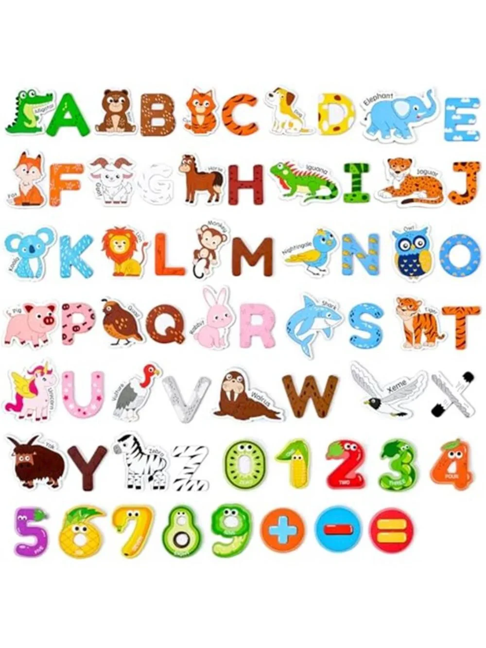 26 Wooden Kids Magnets Cute Animals Alphabet Uppercase Letters Fridge Magnets
